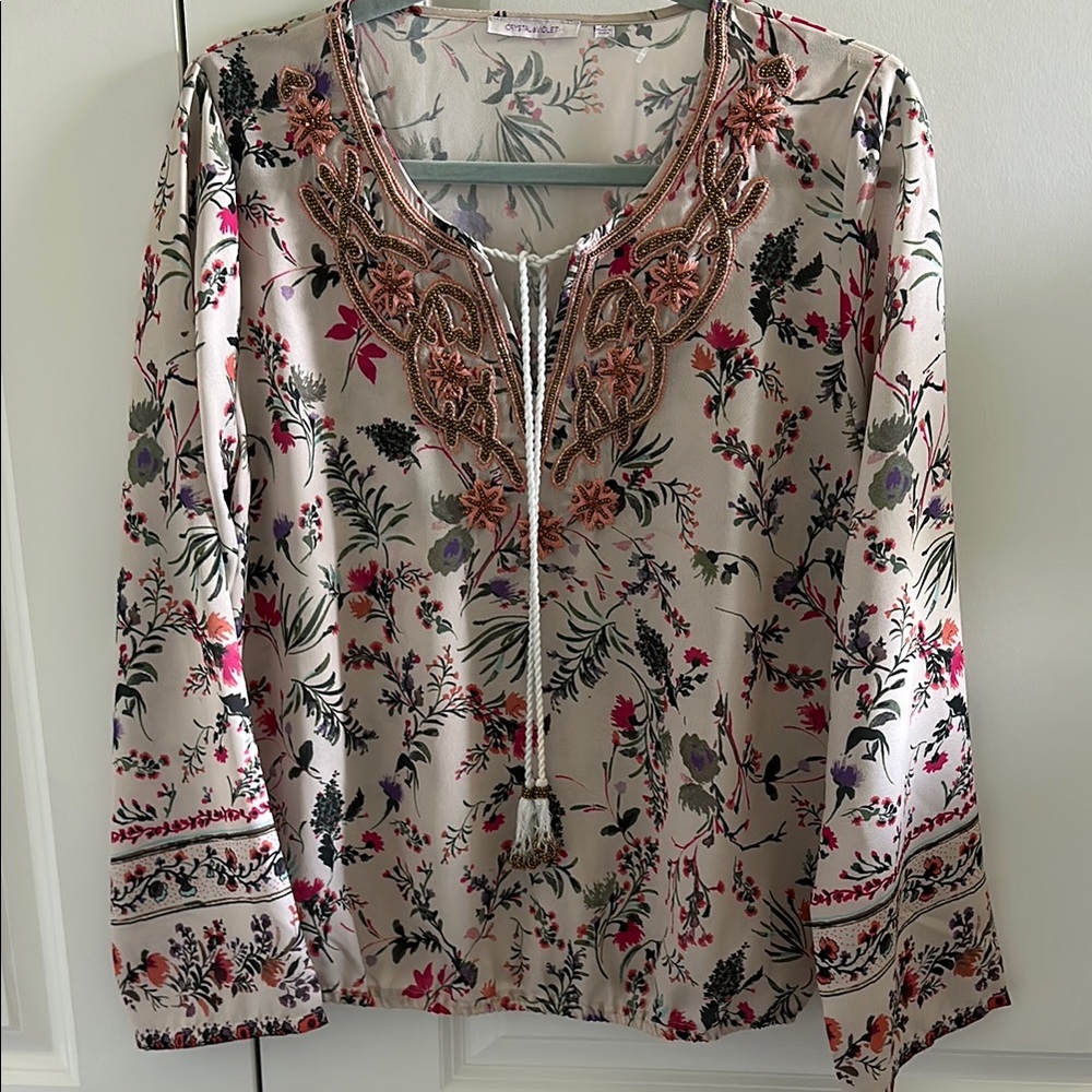 Floral Embroidered Women's Top